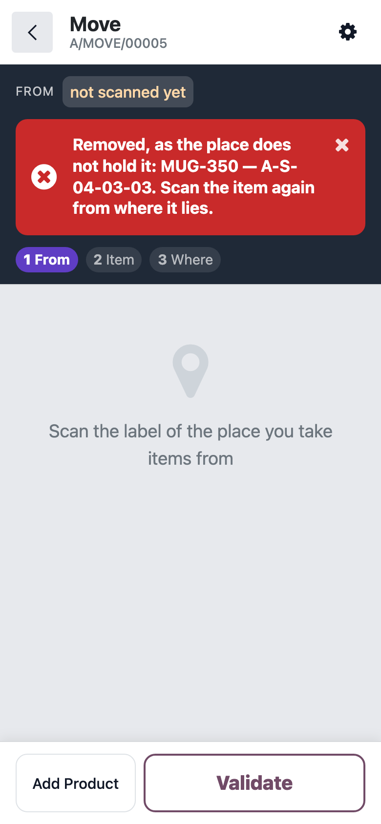 Validation refused: the bin does not hold that many units